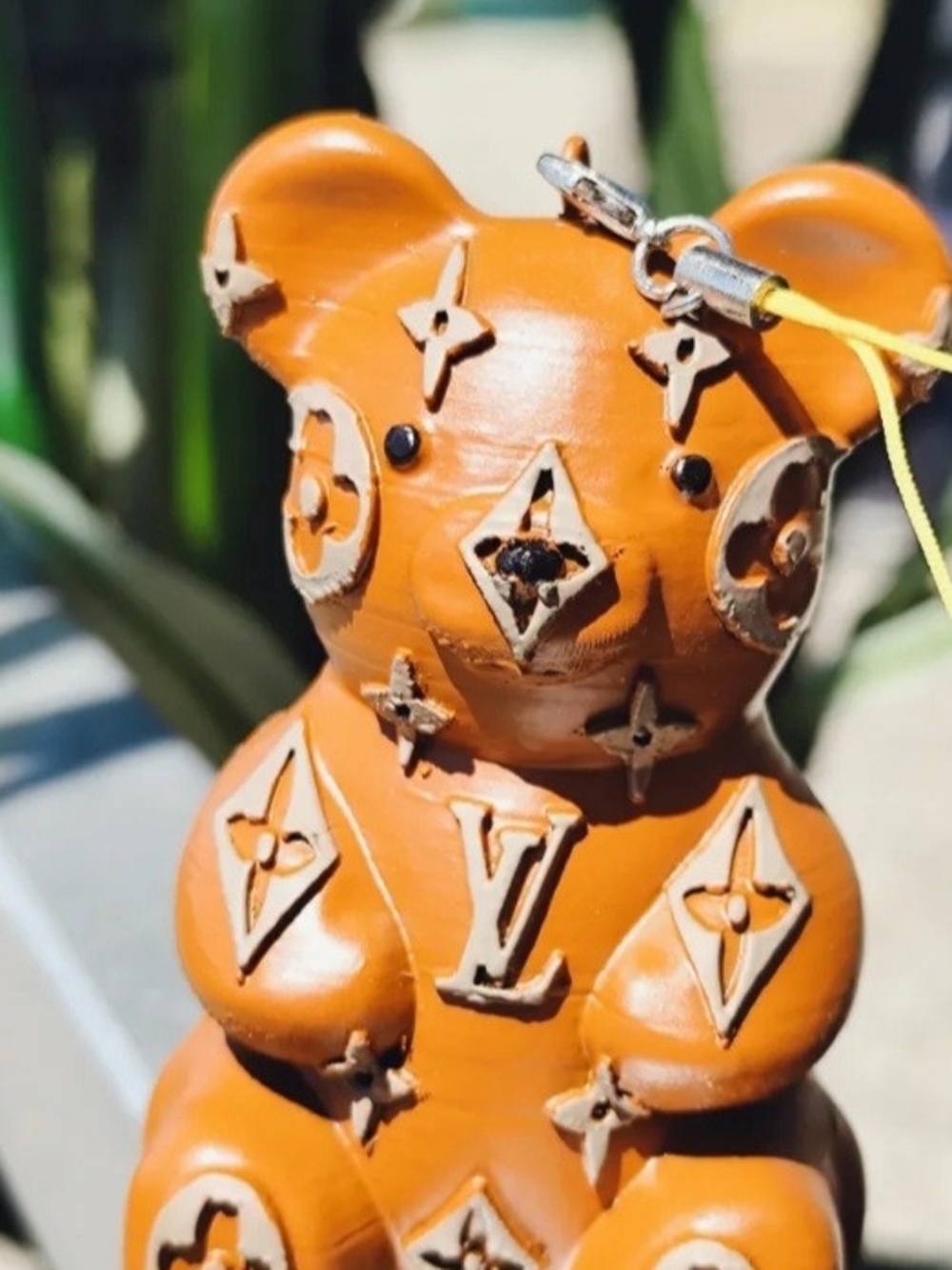 Designer-Inspired Brown Bear Keychain Charm